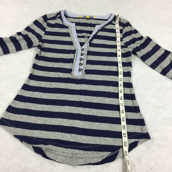Anthropologie Little Yellow Button Top Size Extra Small Womens Blue Grey Stripef - Picture 9 of 10